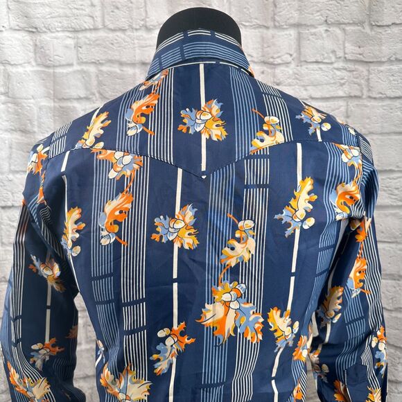 Lee Western Acorn Autumn Men's Small Long Sleeve Cowboy Shirt Extra Long Tails - Picture 7 of 11